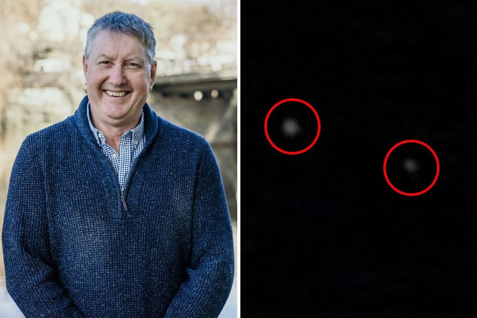 Pulse Tasmania source image of reported mysterious lights over Mother Cummings Peak in northern Tasmania