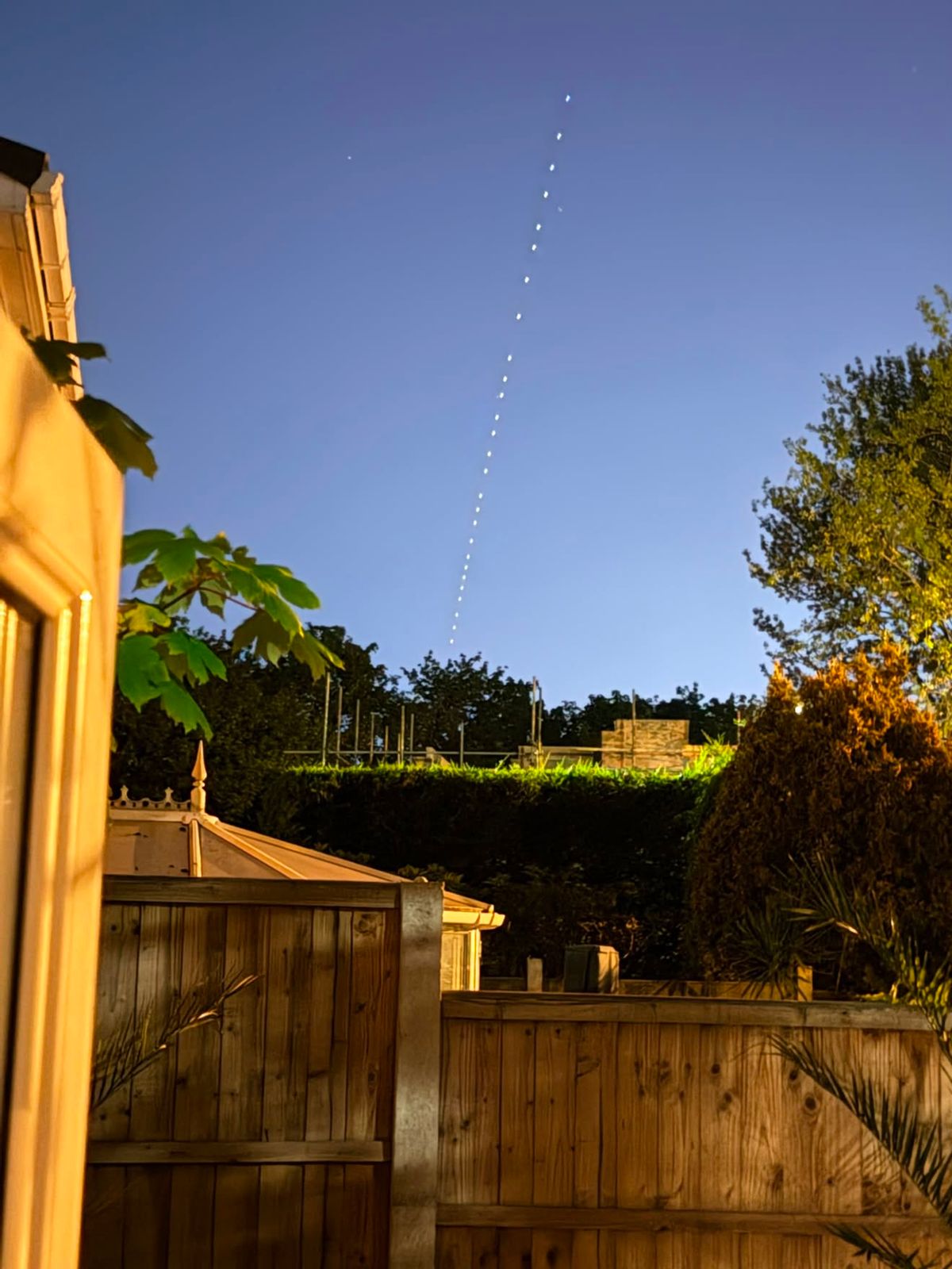 SpaceX Starlink satellites above Liverpool on Sunday evening